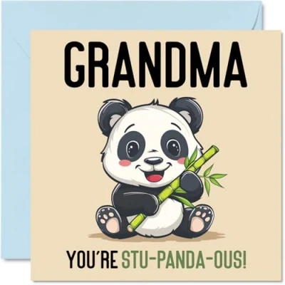 Imagen de Stu Panda ous tarjetas de cumpleaños divertidas para abuela parte nieto, nieta, regalos gran cumpleaños, felicitación broma 145 mm x mujer
