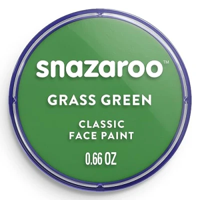 Imagen de Snazaroo Pintura facial y corporal, 18 ml, color verde hierba, profesional a base de agua, pastilla aquacolor individual para adultos, niños efectos especiales
