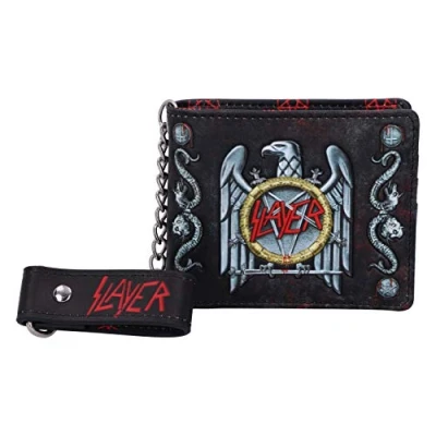 Imagen de Nemesis Now Officially Licensed Logo Embossed Wallet Purse Cartera con Logotipo de Slayer Eagle en Relieve Licencia Oficial, Cuero, Negro, 11cm