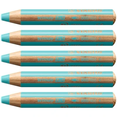 Imagen de Lápiz de color multitalento STABILO woody 3 en 1 Caja con 5 unidades azul pastel