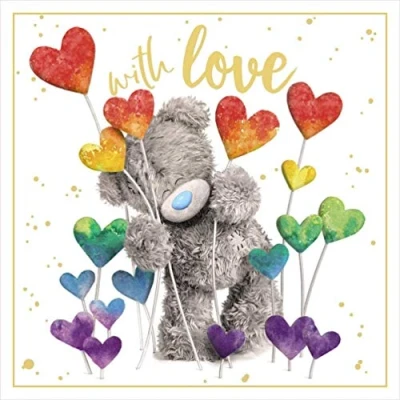 Imagen de Me To You Tarjeta de corazón arcoíris con oso amor, mezclada, tamaño: 6 x 6, ALV93039