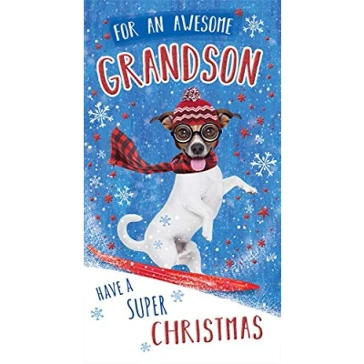 Imagen de Piccadilly Greetings Tarjeta de Navidad tradicional para nieto, 23 x 12,7 cm