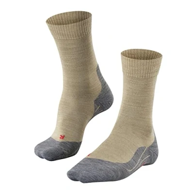 Imagen de FALKE TK5 Wander W SO lana hilo funcional anti ampollas fino 1 par, Calcetines para senderismo Mujer, Beis (Nature Melange 4100), 35 36