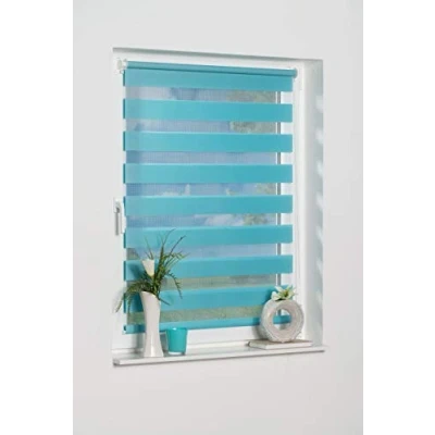 Imagen de K home 277196 1 Klemmfix Estor Doble (Madrid Sin Agujeros, plástico, Tela, Azul, 150 x 120