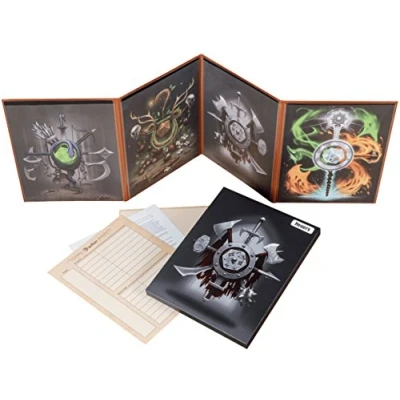 Imagen de Hexers Game Master Screen Dungeons and Dragons D&amp;D DND DM Pathfinder RPG Role Playing Compatible 4 Customizable Panels Inserts Included That Slide into The Pouches Dry Erase Tracker Sheet