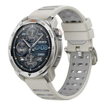 Imagen de Mibro GS Pro2 Reloj Inteligente para Correr con GPS, 1,43&#039;&#039; Acero Inoxidable Smartwatch Hombre Llamadas Bluetooth, Impermeable Altitude/Brújula iOS Android, Beige Claro