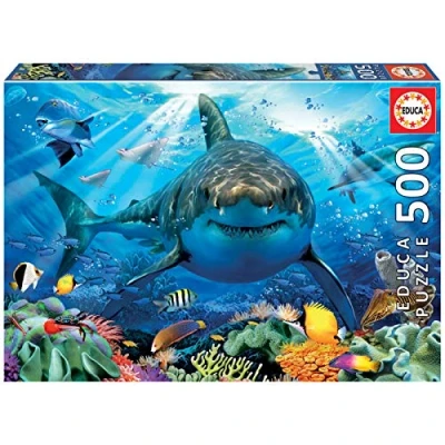 Imagen de Educa Puzzle de 500 Piezas para Adultos Gran tiburón Blanco. Incluye Pegamento Fix Puzzle. A Partir 11 años (18478)