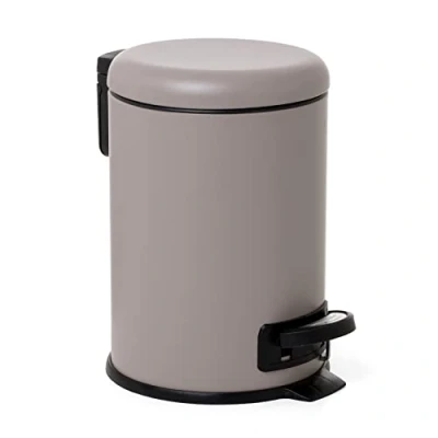 Imagen de TATAY Papelera Baño con Pedal de Acero Inoxidable, 3L Capacidad, Interior Extraíble, Cierre Caída Amortiguada, Libre BPA, Color Taupe, Medidas 17.5 x 22.5 25 cm