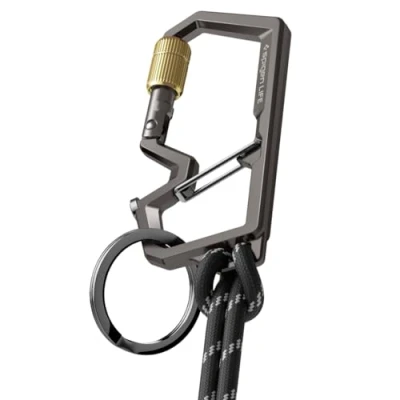 Imagen de Spigen Life LF101 Mosqueton Llavero de Bloqueo, Mosquetón multiusos con Seguro (1 Pieza) Gunmetal