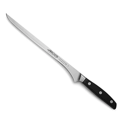 Imagen de Arcos Cuchillo Tallado Acero Inoxidable. para Cortar Jamón y Carne. Mango Ergonómico Polioximetileno Hoja 250mm. Serie Manhattan. Color Negro.