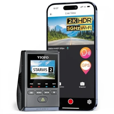 Imagen de VIOFO Dashcam A119 Mini 2, Front 2.7K 5GHz Wi Fi, 2K 60fps/HDR 30fps Control de Voz, STARVIS 2 Mejorar La Visión Nocturna, 1.5&quot; LCD Coche con Tacógrafo Oculto, GPS Cámara Automática