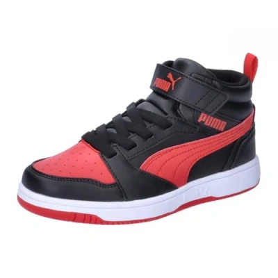 Imagen de Puma Rebound V6 MID Unisex Zapatillas altas para niños, Talla: 32, Black/for all time red Zapatos