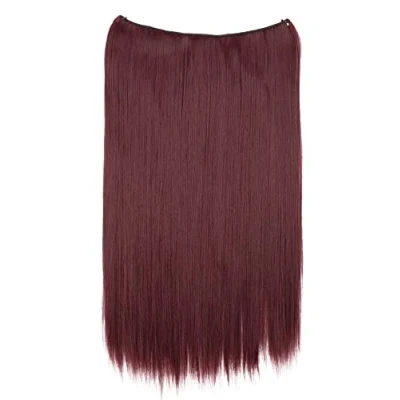 Imagen de CAISHA 50cm 1 Trama Extensión Con Banda Elástica De Cabello Postizo Liso Resistente Al Calor Rojo Burdeos E114
