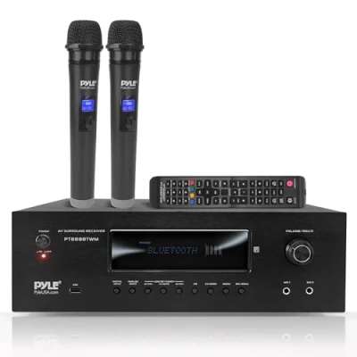 Imagen de Pyle Amplificador de Sonido, 1000W, Bluetooth, inalambrico, Sistema Receptor Karaoke y Cine, para el hogar, Microfono 5.2 Canales, MP3/USB/HDMI/AM/FM Radio