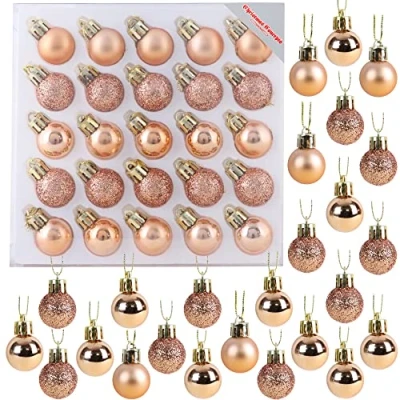 Imagen de Christmas Concepts Pack de 25 Brillante, Mate y Brillo Mini árbol Navidad Las chucherías (Oro Rosa)