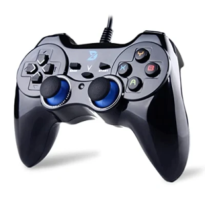 Imagen de ZD V+ retroalimentación de vibración USB con Cable Consola Juego Mando Gamepad Controller Joystick apoyar PC(Windows XP/7/8/8.1/10) &amp; PS3 Android (Arquitectura PS) [Negro]