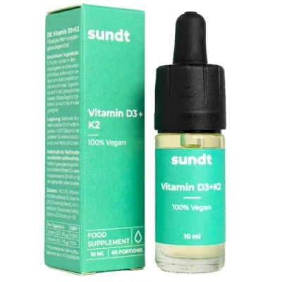 Imagen de Vitamina liposomal D3+K2 en gotas para obtener suficiente calcio, el lugar adecuado Frasco de 60 ml 30 aplicaciones Sin OGM Hecho la UE Sundt Nutrition® Suplemento alimenticio