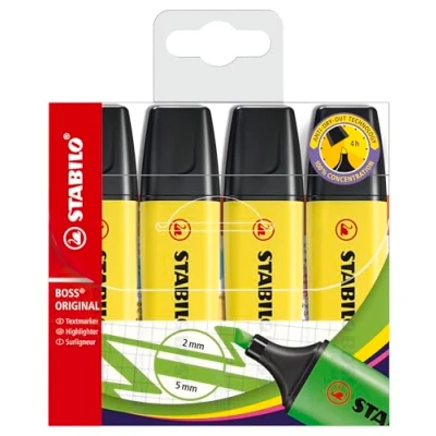 Imagen de Rotulador stabilo boss fluorescente 70 amarillo estuche de 4 unidades