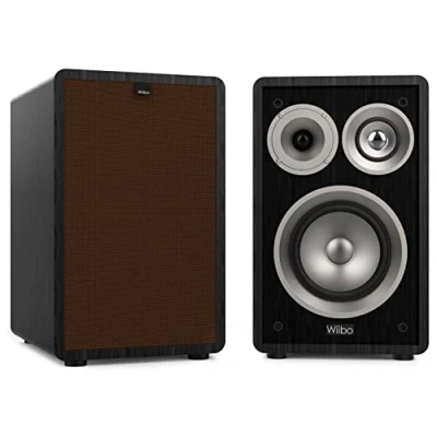 Imagen de Wiibo Vintage 6 Black Altavoces HiFi de Estantería Potencia 100W 3 Vías Rejilla Extraíble Tweeter 2&quot;, Squawker 3&quot; y Woofer 5&quot; Sonido Envolvente