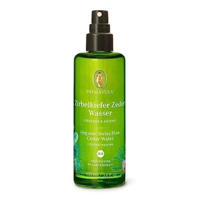 Imagen de PRIMAVERA Agua vegetal pino cedro ecológico 100 ml Poder natural Botella de cristal Hidrolato, spray corporal, aromaterapia, tierra vegana