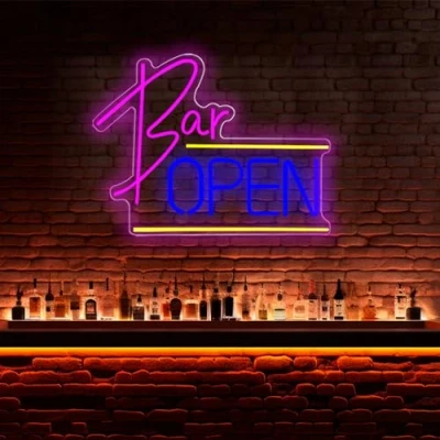Imagen de DAKABUKA letrero de neón abierto regulable con luz LED alimentado por USB, brillante para el hogar, bar, dormitorio, restaurante, cueva hombre, cafetería, bistró,