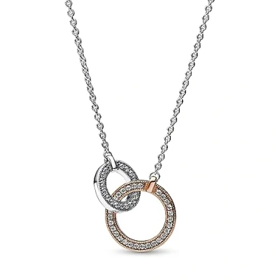 Imagen de Pandora Signature Mujeres Collar Baño de oro rosa 14 quilates 382778C01 45