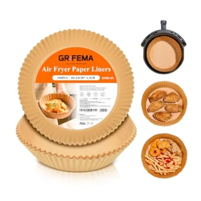 Imagen de GRIFEMA Papel Freidora Aire, para de Aire sin BPA, Antigrasa, Homologación SGS FSC y FDA, 5.7 9 L, Pape Air Fryerl Ninja, Tefal Fryer (100 Piezas, 20 24cm, Redondo)