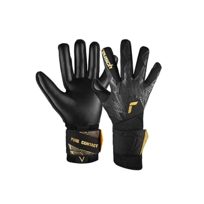 Imagen de Reusch Pure Contact Infinity Guantes de Portero para Adultos óptimos césped Artificial, Color Negro y Dorado