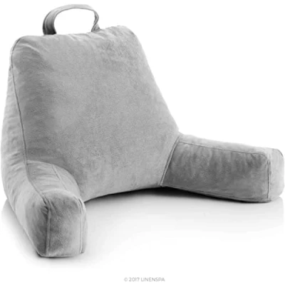 Imagen de Linenspa Almohada de Lectura con Espuma Viscoelástica Triturada Cojín respaldo perfecto para el apoyo lumbar, relajarse y leer funda suave velour