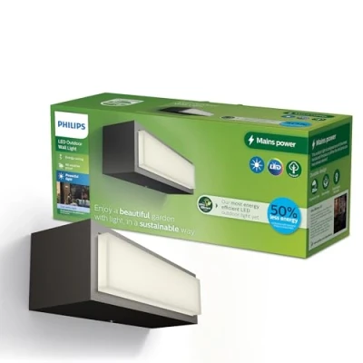 Imagen de Philips Lighting Aplique pared Exterior Ultraeficiente Stratosphere, 3.8W, 4000K luz blanca neutra, Antracita, resistente intemperie IP44
