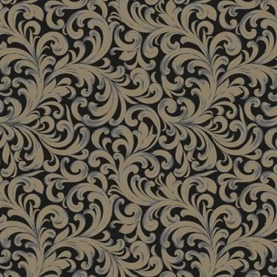 Imagen de servilletas de papel con diseño zarcillos, color dorado sobre negro, 20 unidades, para decoración mesa, diseño. También decoupage y (33 x 33 cm)