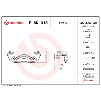 Imagen de Juego de soportes pinza freno BREMBO F BK 015