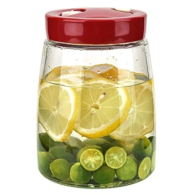 Imagen de wandeli Tarro de fermentación vidrio boca ancha 1,4 L con válvula liberación aire automática manual para hacer encurtidos kimchi, conservación yogur chucrut