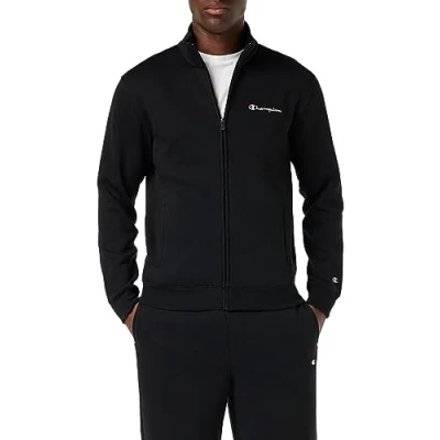 Imagen de Champion Legacy American Classics Script Logo Powerblend Fleece High Neck Full Zip Sudadera, Negro, S para Hombre