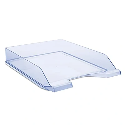 Imagen de DONAU Bandeja para Cartas estándar, Transparente, Azul, Paquete de 6 Unidades, A4, Moderna y apilable, Escritorio, poliestireno