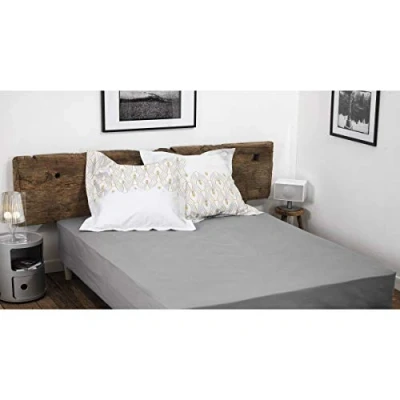 Imagen de Home LINGE Passion, Sábana Bajera Gris Claro 160 x 200 +30 cm, 100% algodón de 57 Hilos (Label Oeko Tex)
