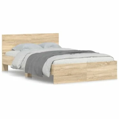 Imagen de vidaXL Estructura de Cama con cabecero Roble Sonoma 135x190 cm
