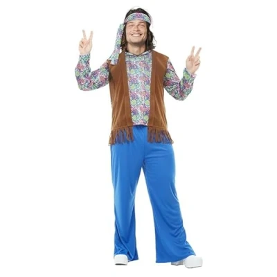 Imagen de Funidelia disfraz de Hippie Oficial para Hombre Talla XXL The Flintstones, Animados, Los Picapiedra, Cavernícolas, despedida soltero Color: Multicolor Licencia: 100%