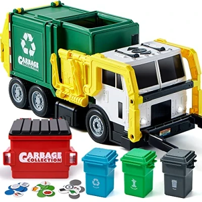 Imagen de Joyin Toys para niños a Partir de 3 años, camión Basura tracción fricción Grande 16 Pulgadas con Luces y Sonidos, Bote Carga Frontal, Regalo