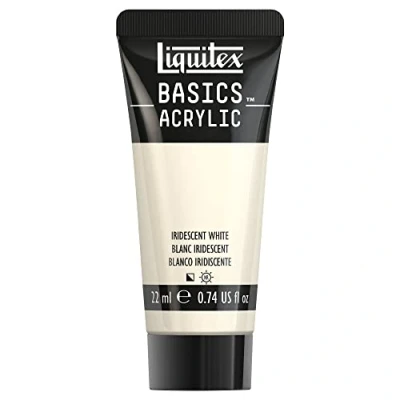 Imagen de Liquitex Basics Pintura Acrílica, Para Bellas Artes y Manualidades, Resistentes a la Luz, Viscosidad Media, Acabado Satinado, Tubo de 22 ml Blanco Iridiscente
