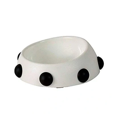 Imagen de United Pets Boss Nano comedero para Perros, Made in Italy, Ideal Bulldog, Doguillo, Pekinés, Boston Terrier. Blanco con Tachuelas Negras, Capacidad 160ml