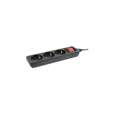 Imagen de Regleta 3 Tomas Base múltiple con Interruptor, Color Negro Cable 1,5 M.