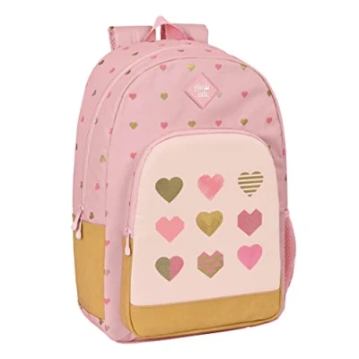 Imagen de Glowlab Hearts Mochila Escolar, Adaptable a Carro, Ideal para Niños de Diferentes Edades, Cómoda y Versátil, Calidad Resistencia, Color Rosa claro