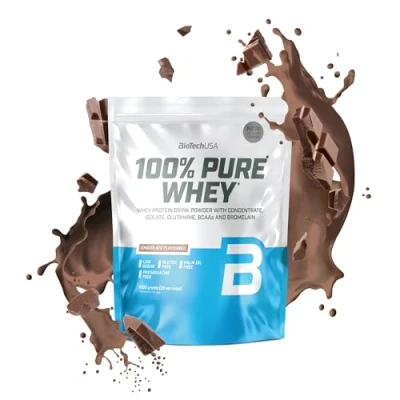 Imagen de BioTechUSA 100% Pure Whey Proteína en Polvo con BCAA y Glutamina Sin Gluten, Aceite de Palma, 1 kg, Chocolate