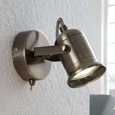 Imagen de Lindby Foco &#039;Anze&#039; (Industrial) en Dorado hecho de Metal e.o. para Salón &amp; Comedor (1 llama, GU10) aplique