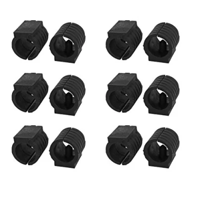 Imagen de sourcing map Silla Tubo pie Piso deslizamientos en Forma de U Tapas plástico Negro Ajuste 14mm diámetro 12 Piezas