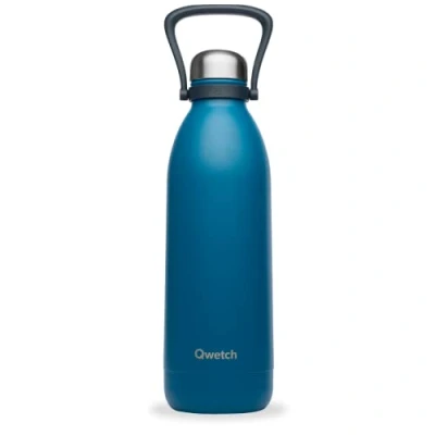 Imagen de Qwetch Botella Isotérmica Grande Matt Azul Pato 1,5L de Acero Inoxidable 48h Frío y 16h Caliente Hermética, Sin BPA con Asa Transporte Para la Familia el Picnic