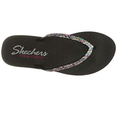 Imagen de Skechers MEDITATION SHINE AWAY, Chanclas para Mujer, Black Mitobuck/ Multi Rhinestone, 41 EU