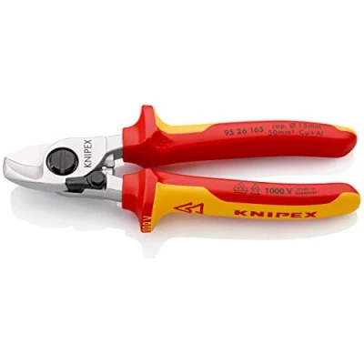 Imagen de Knipex Tijeras cortacables con muelle de apertura cromado, aislados fundas multicomponentes, según norma VDE 165 mm (cartulina autoservicio/blíster) 95 26 SB