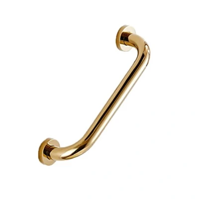 Imagen de Incomparable barra de agarre latón macizo baño Golden Hand Rail Grip ducha oculta montaje en la pared 30cm